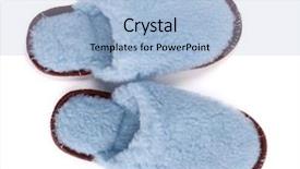  Presentation with white house - Colorful presentation design enhanced with fuzzy - pair of house slippers isolated backdrop and a light blue colored foreground