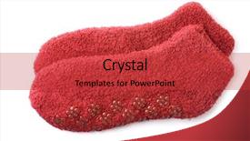  Presentation with slipper - Slide deck with fuzzy - red acrylic slipper socks isolated background and a red colored foreground