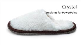  Presentation with slipper - Slide deck with fuzzy - side view of single white background and a white colored foreground