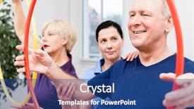  Presentation with exercise - Cool new slides with fysio - physio instructing senior man backdrop and a ocean colored foreground