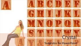  Presentation with pregnant woman - Amazing theme having p g - wood engraved and stained alphabet backdrop and a coral colored foreground