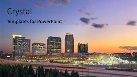  Presentation with atlanta - Theme consisting of ga station - atlanta georgia usa midtown skyline background and a teal colored foreground