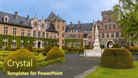  Presentation with brussels - Slide deck enhanced with gaasbeek-castle-in-brussels-belgium background and a tawny brown colored foreground