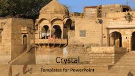  Presentation with market at jaisalmer india - Theme consisting of gad sagar tank near jaisalmer background and a  colored foreground