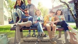  Presentation with gadget - PPT theme consisting of gadget - education high school and people background and a coral colored foreground