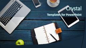  Presentation with stationary - Cool new presentation design with gadgets and stationary for modern backdrop and a ocean colored foreground