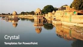  Presentation with india - Beautiful slide deck featuring gadisagar lake jaisalmer india backdrop and a gray colored foreground