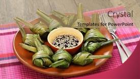  Presentation with thai - Slides enhanced with gai-hor-bai-toey-thai background and a coral colored foreground