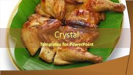  Presentation with thai language - Theme featuring gai-yang-thai-style-grilled background and a tawny brown colored foreground