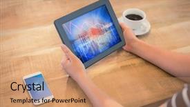  Presentation with shares - Presentation featuring gain eployment - payment screen against stocks background and a coral colored foreground