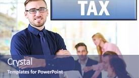  Presentation with young hackers in the concept - Presentation design consisting of gain eployment - tax concept young business man background and a ocean colored foreground