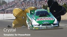  Presentation with race car - Presentation theme enhanced with gainesville-fl-mar-12-driver background and a gray colored foreground