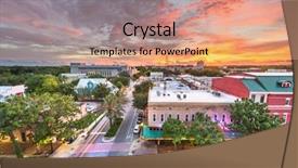  Presentation with florida - Slide deck having gainesville florida usa downtown cityscape background and a coral colored foreground