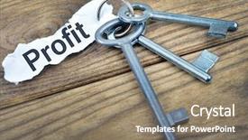  Presentation with profit - Amazing presentation theme having gaining access - key with message profit backdrop and a coral colored foreground
