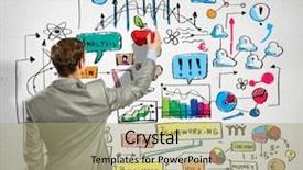  Presentation with drawing on wood - Presentation theme consisting of gains project - back view image of businessman background and a mint green colored foreground