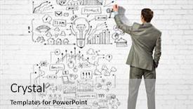  Presentation with bamboo drawing - Slide deck with gains project - back view image of businessman background and a  colored foreground