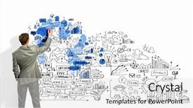  Presentation with drawing boxing - Cool new PPT theme with gains project - back view image of businessman backdrop and a  colored foreground