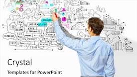  Presentation with bamboo drawing - Amazing presentation design having gains project - back view image of businessman backdrop and a  colored foreground