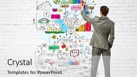  Presentation with microwave imaging image of modern - Beautiful theme featuring gains project - back view image of businessman backdrop and a  colored foreground