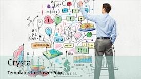  Presentation with bamboo drawing - Slide set consisting of gains project - back view image of businessman background and a mint green colored foreground