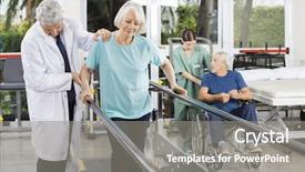  Presentation with walk - Cool new PPT layouts with gait - doctor helping woman to walk backdrop and a gray colored foreground