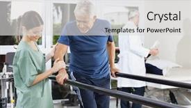  Presentation with parallel - Theme enhanced with gait - physiotherapist standing by patient walking background and a light gray colored foreground