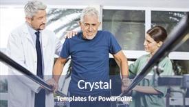  Presentation with parallel - Audience pleasing slides consisting of gait - physiotherapists motivating senior man backdrop and a ocean colored foreground