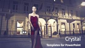  Presentation with gala - Colorful presentation theme enhanced with gala - beautiful elegant woman standing backdrop and a ocean colored foreground