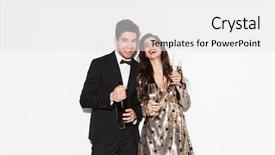  Presentation with new year - Slide set enhanced with gala - cheerful young smartly dressed couple background and a white colored foreground