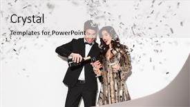  Presentation with gala - Beautiful slide set featuring gala - cheerful young smartly dressed couple backdrop and a light gray colored foreground