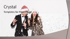  Presentation with new year - Beautiful PPT theme featuring gala - cheerful young smartly dressed couple backdrop and a white colored foreground