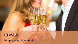  Presentation with dining restaurant - Theme featuring gala - couple man and woman drinking background and a coral colored foreground