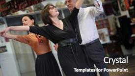  Presentation with class - Cool new slide deck with gala - group of senior people backdrop and a dark gray colored foreground