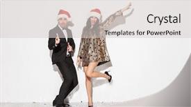  Presentation with dinner party - Presentation design consisting of gala dinner - cheerful young smartly dressed couple background and a light gray colored foreground