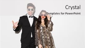  Presentation with gala - Presentation design with gala dinner - cheerful young smartly dressed couple background and a light gray colored foreground
