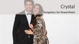  Presentation with gala dinner - Slide deck featuring gala dinner - cheerful young smartly dressed couple background and a light gray colored foreground