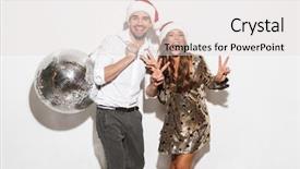  Presentation with gala dinner - Amazing theme having gala dinner - cheerful young smartly dressed couple backdrop and a light gray colored foreground