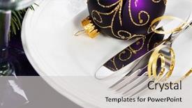  Presentation with table setting - Cool new presentation theme with gala dinner - christmas and new year holiday backdrop and a light gray colored foreground