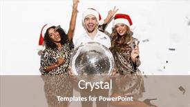  Presentation with gala dinner - PPT layouts consisting of gala dinner - group of happy young smartly background and a coral colored foreground