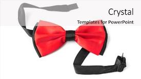  Presentation with gala dinner - Presentation theme having gala dinner - red bow tie isolated background and a white colored foreground
