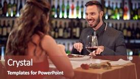  Presentation with gala dinner - Presentation theme having gala dinner - smiling man with female celebrating background and a tawny brown colored foreground