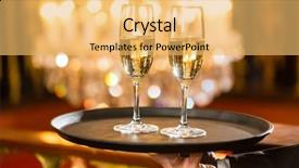  Presentation with gala - Slide deck with gala dinner - waiter served champagne glasses background and a yellow colored foreground