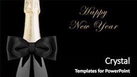  Presentation with happy new year - Presentation having bottle with black bow tie background and a black colored foreground