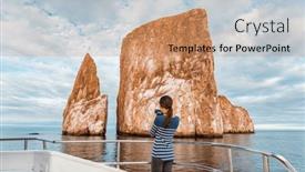  Presentation with inspection in ship - PPT layouts featuring galapagos-islands-cruise-ship-tourist background and a coral colored foreground