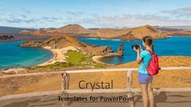  Presentation with children and turn taking - Presentation consisting of galapagos-islands-tourist-hiking-taking background and a coral colored foreground