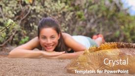  Presentation with travel animal - Presentation design enhanced with galapagos-islands-travel-experience-woman background and a coral colored foreground