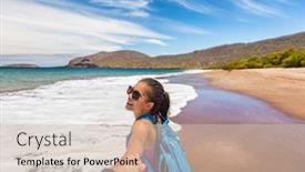  Presentation with cruise ship - Slide set consisting of galapagos-tourist-couple-in-follow background and a soft green colored foreground