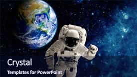  Presentation with astronaut - Colorful slides enhanced with galaxy - astronaut flies over the earth backdrop and a navy blue colored foreground