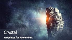  Presentation with outer space - PPT theme featuring galaxy - astronaut in outer space mixed background and a ocean colored foreground