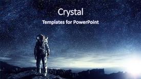  Presentation with outer space - Beautiful presentation theme featuring galaxy - astronaut in outer space mixed backdrop and a navy blue colored foreground